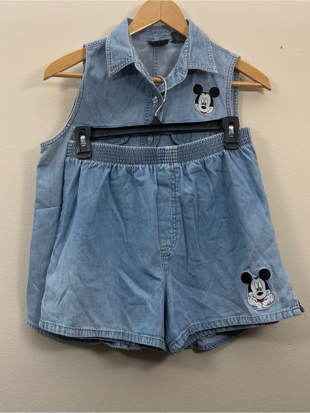 Vintage Mickey Unlimited Jerry Leigh Denim Sleeveless Top & shorts outfit size M